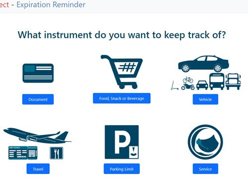 Expiration Reminder website screenshot